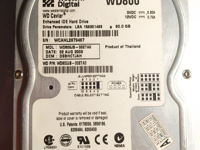 WD CAVIAR WD800 WD800JB-00ETA0 80 GB (нерабочий) - 1/3
