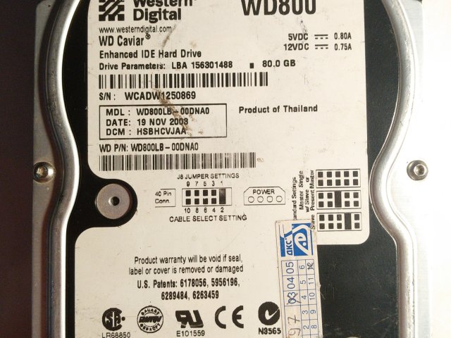WD CAVIAR WD800 WD800LB-00DNA0 80 GB (нерабочий) - 1/3