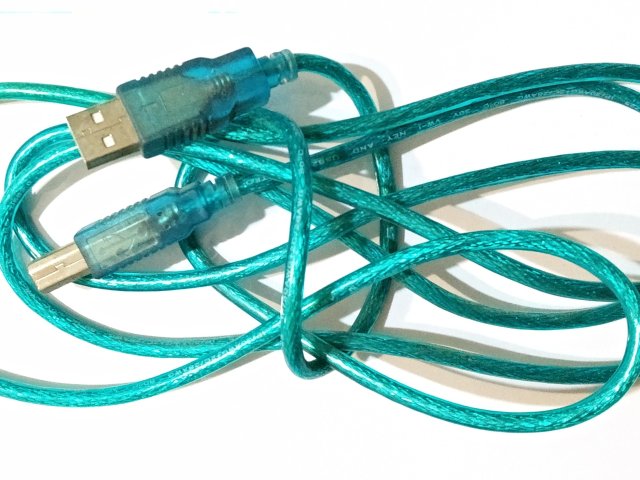 USB кабель AM - BM для принтера, МФУ, сканера и т.п, бирюзовый - 1/2