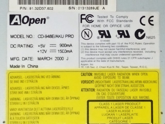 Дисковод IDE AOpen CD-ROM Drive CD-948E/AKU PRO - 3/3