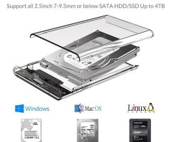 Карман для 2.5, HDD/SSD жесткого диска USB 3.0-SATA III. Прозрачный корпус - 1