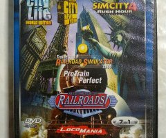 Игровой диск City Life, Sim City 4, RailRoads, Loco Mania. Города и поезда 7в1